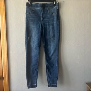 Spanx Medium Wash Distressed High Rise Jeggings Size Medium